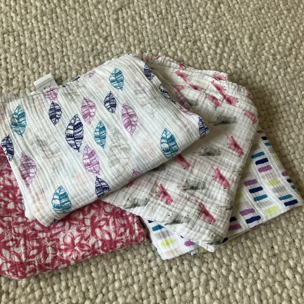 Set Of 4 Aden + Anais Cotton Muslin Swaddle Baby‎ Blankets 45